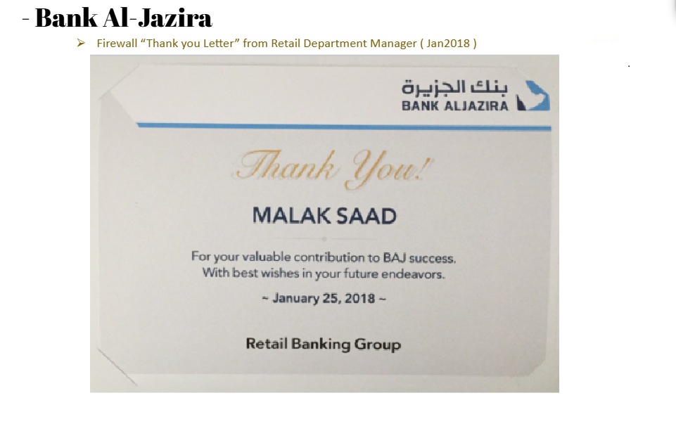 Bank Aljazira recognition and award